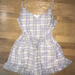 Yellow and purple plaid romper